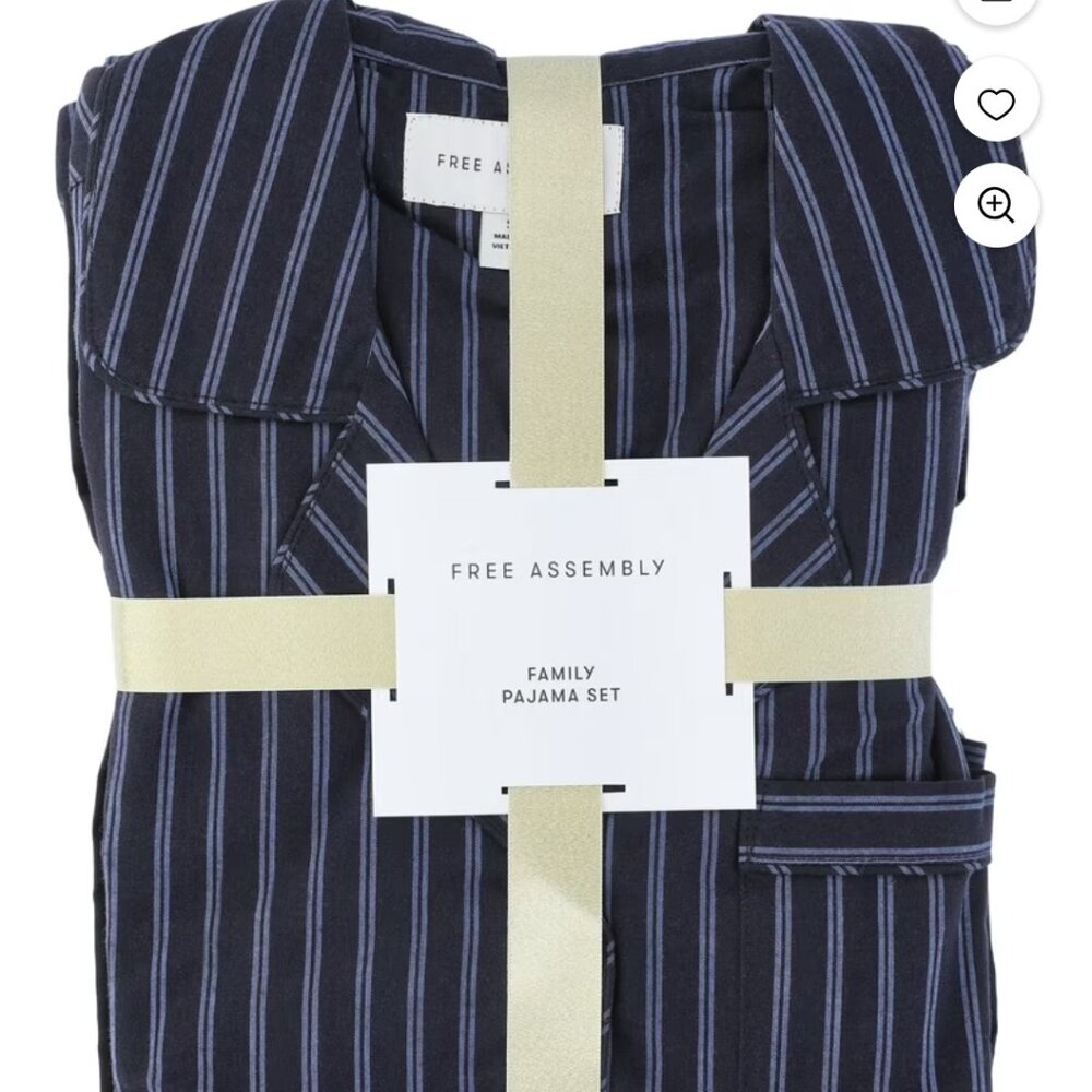 100% Cotton Pijamas Set Navy Striped